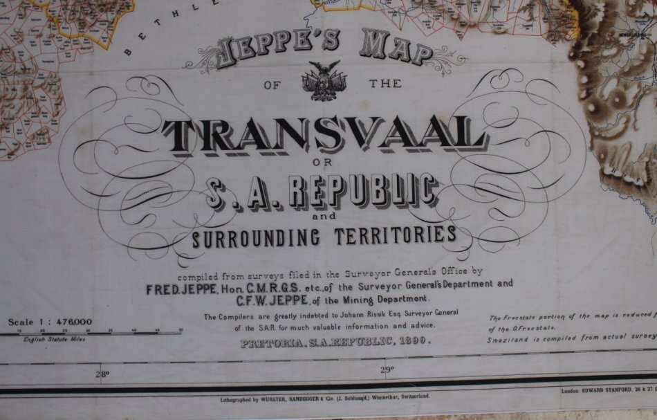 Jeppes Map Of The Transvaal 1899, Reproduction Print Wall Map Central Tvl
