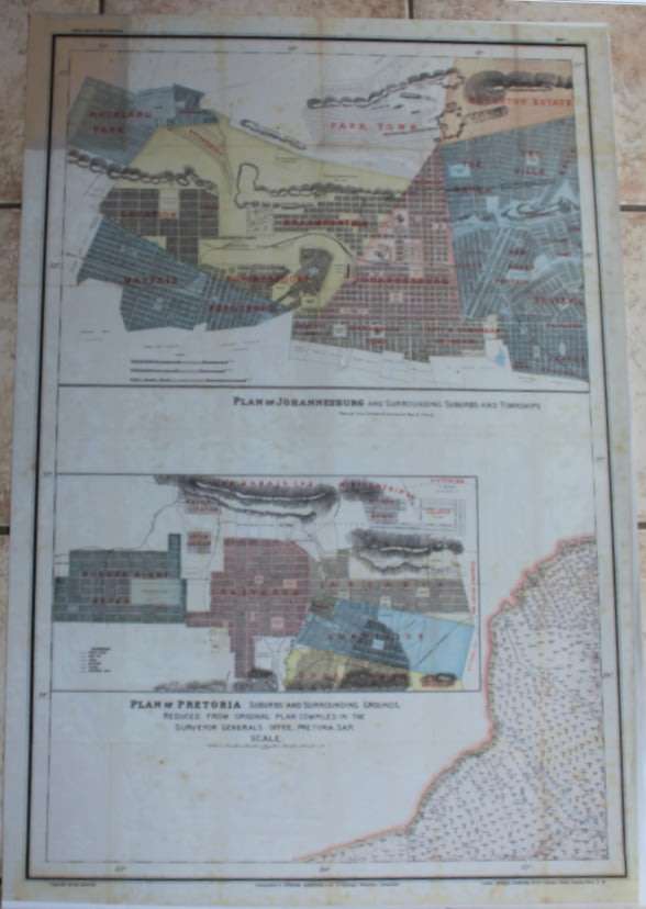 Plan of Pretoria and Johannesburg From Jeppes Map of the Transvaal 1899, Reproduction Print