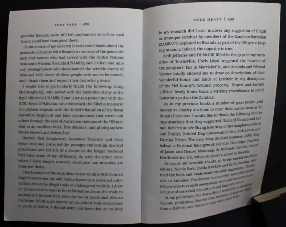 Dark Heart by Tony Park, Softcover Book