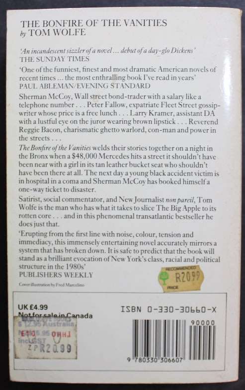 The Bonfire Of The Vanities by Tom Wolfe, Softcover Book