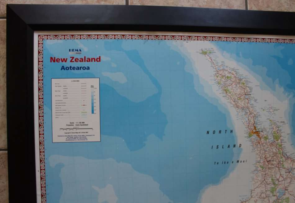 New Zealand / Aotearoa Large Supermap by Hema NZ,  Mounted & Framed No Glass
