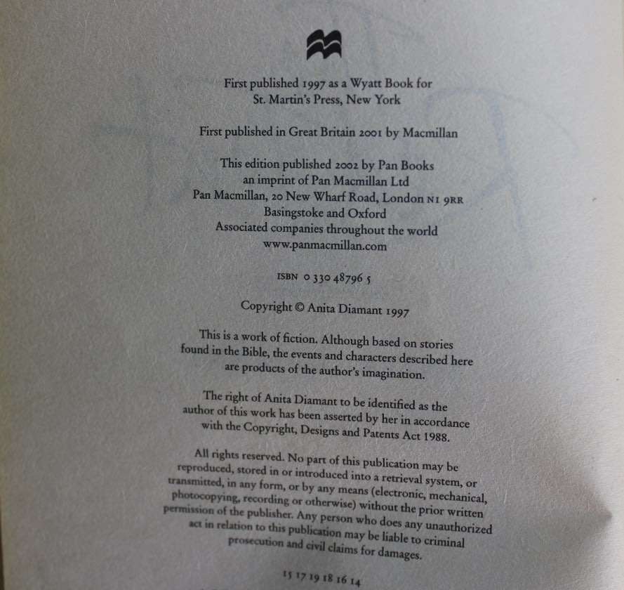 The Red Tent by Anita Diamant, Softcover Book