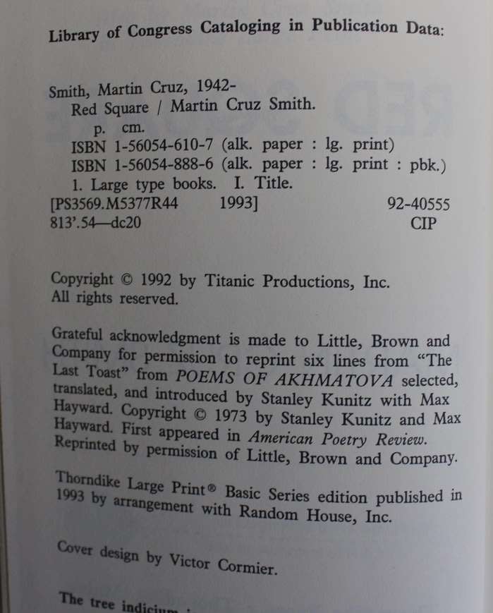 Red Square by Martin Cruz Smith, Hardcover Book, Large Print