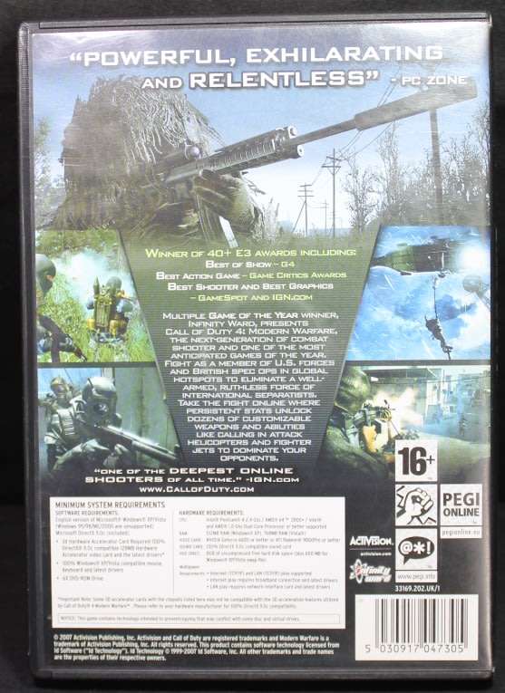 PC DVD Call Of Duty 4 "Modern Warfare" Edition by Activision