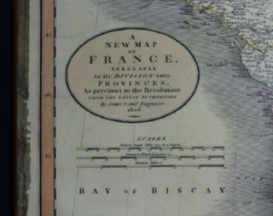 Antique Style Map of France Printed on Metal.
