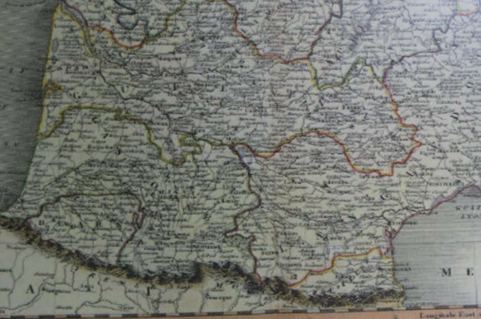 Antique Style Map of France Printed on Metal.