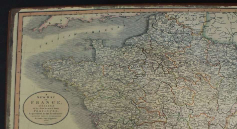 Antique Style Map of France Printed on Metal.