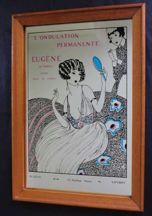 Eugene de Londres French Hairdressing Scene Framed Mirror