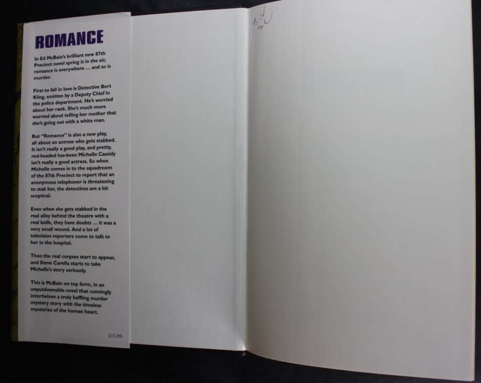 Ed McBain Romance an 87th Precint Novel Hardcover First Edition Book
