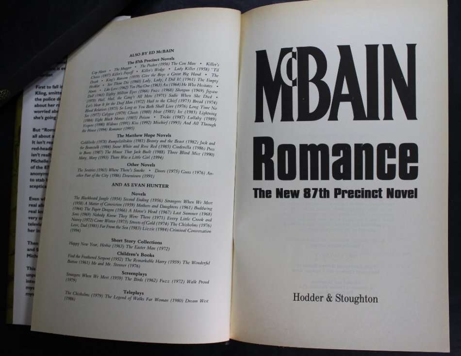 Ed McBain Romance an 87th Precint Novel Hardcover First Edition Book