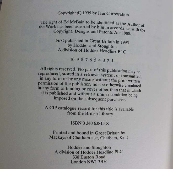 Ed McBain Romance an 87th Precint Novel Hardcover First Edition Book