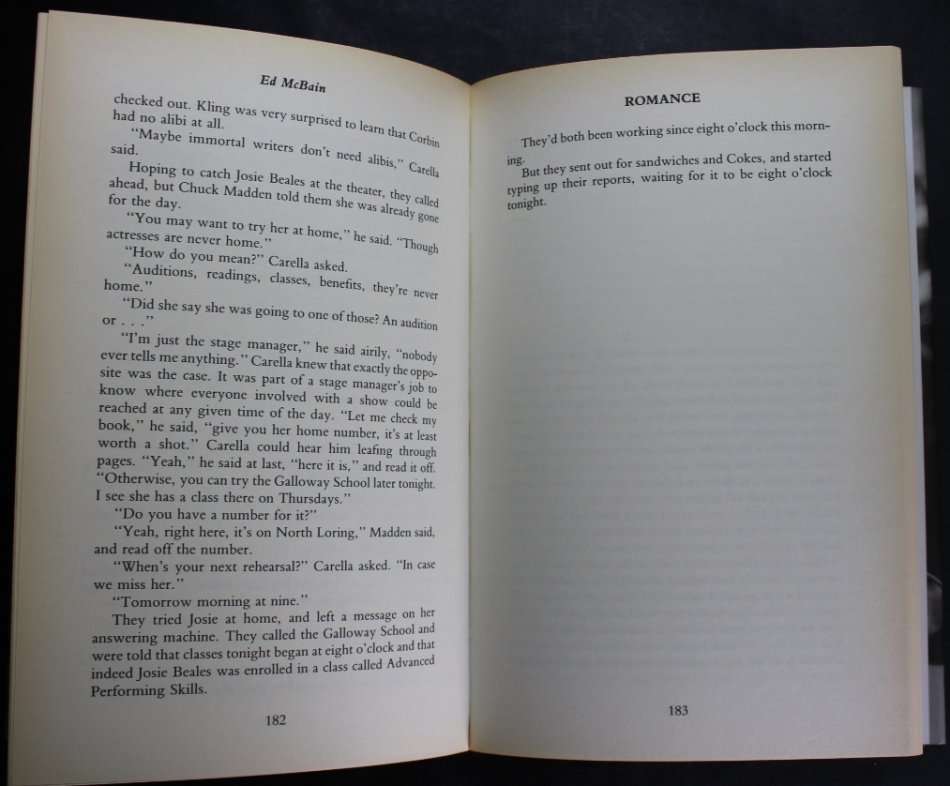 Ed McBain Romance an 87th Precint Novel Hardcover First Edition Book