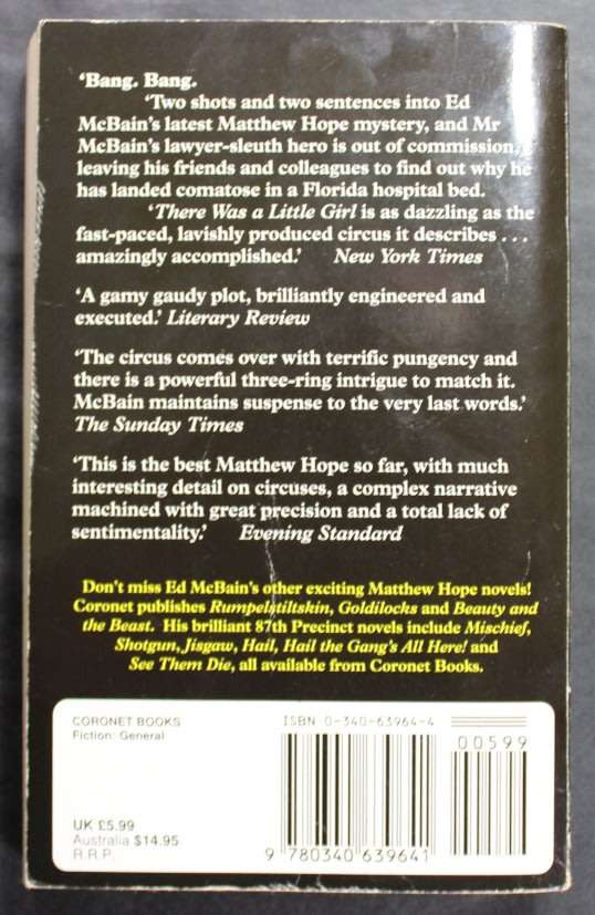 Ed McBain There Was A Little Girl A Matthew Hope Novel Softcover Book