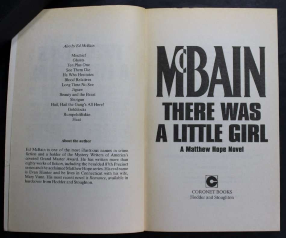 Ed McBain There Was A Little Girl A Matthew Hope Novel Softcover Book