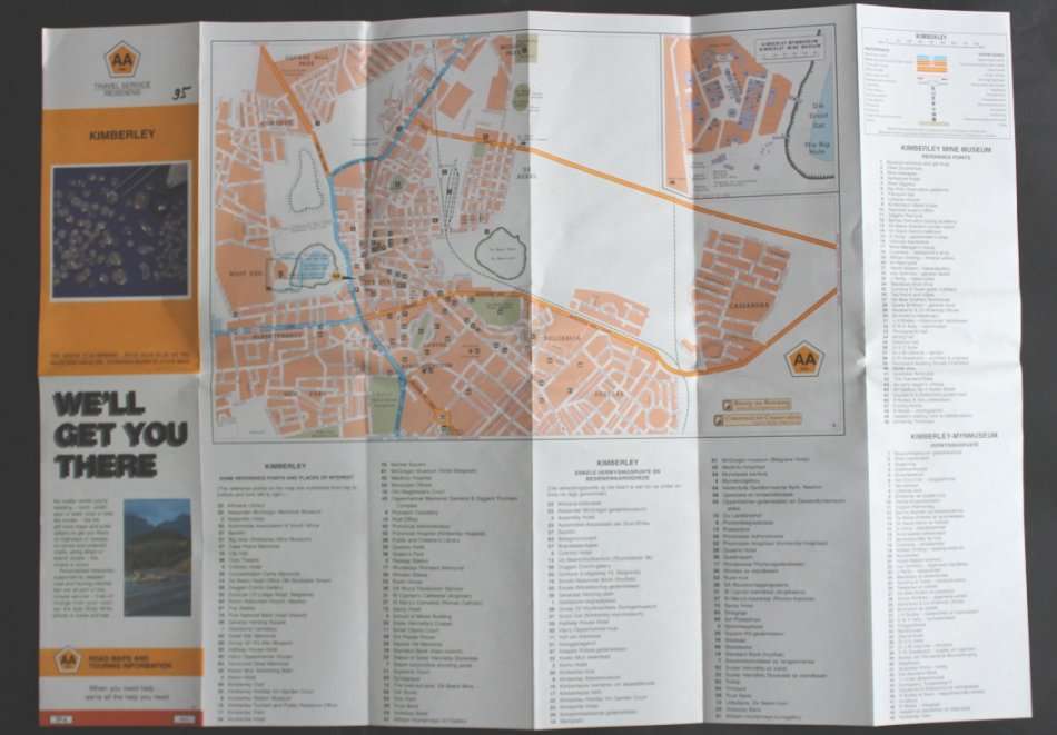 Vintage Folded AA Road Maps - Northern Cape and Kimberley Three Maps 1990's