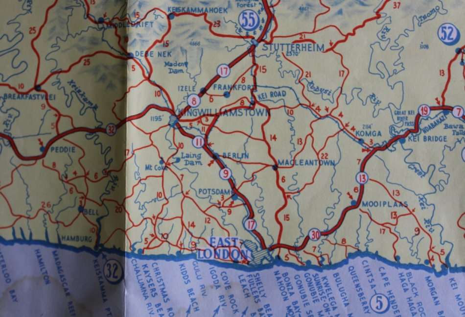 Vintage Folded AA Road Map - Wild Coast & Its Hinterland 1961