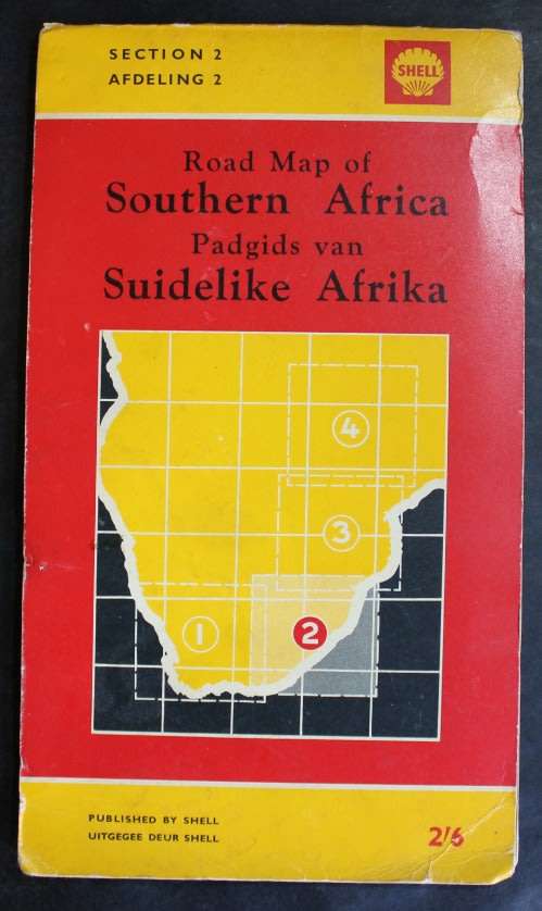 1955 Shell Road Map of Southern Africa Folded Map Section 2