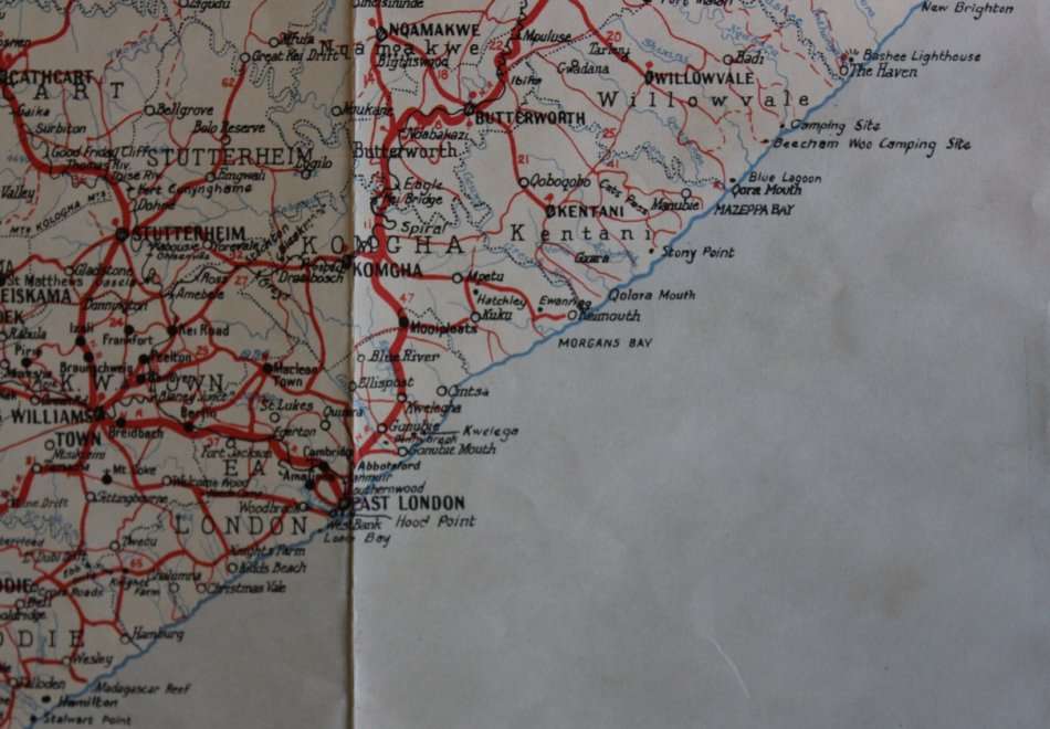 1955 Shell Road Map of Southern Africa Folded Map Section 2