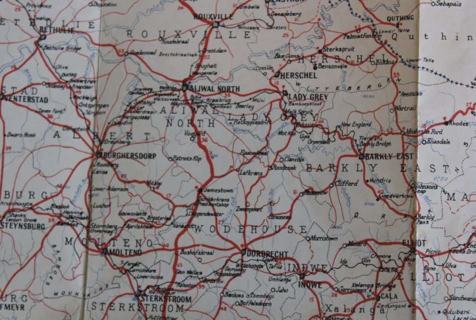 1955 Shell Road Map of Southern Africa Folded Map Section 2