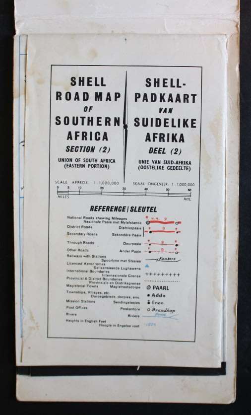 1955 Shell Road Map of Southern Africa Folded Map Section 2
