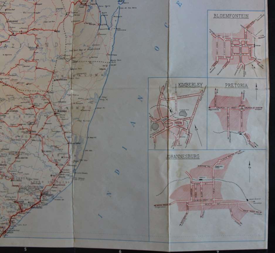 1955 Shell Road Map of Southern Africa Folded Map Section 2