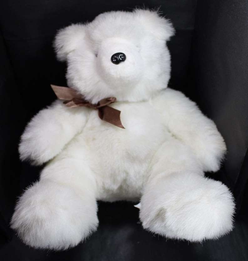 Large Toy Polar Bear with Brown Ribbon