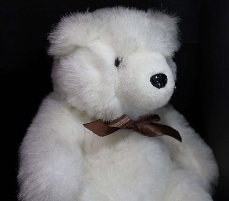 Large Toy Polar Bear with Brown Ribbon