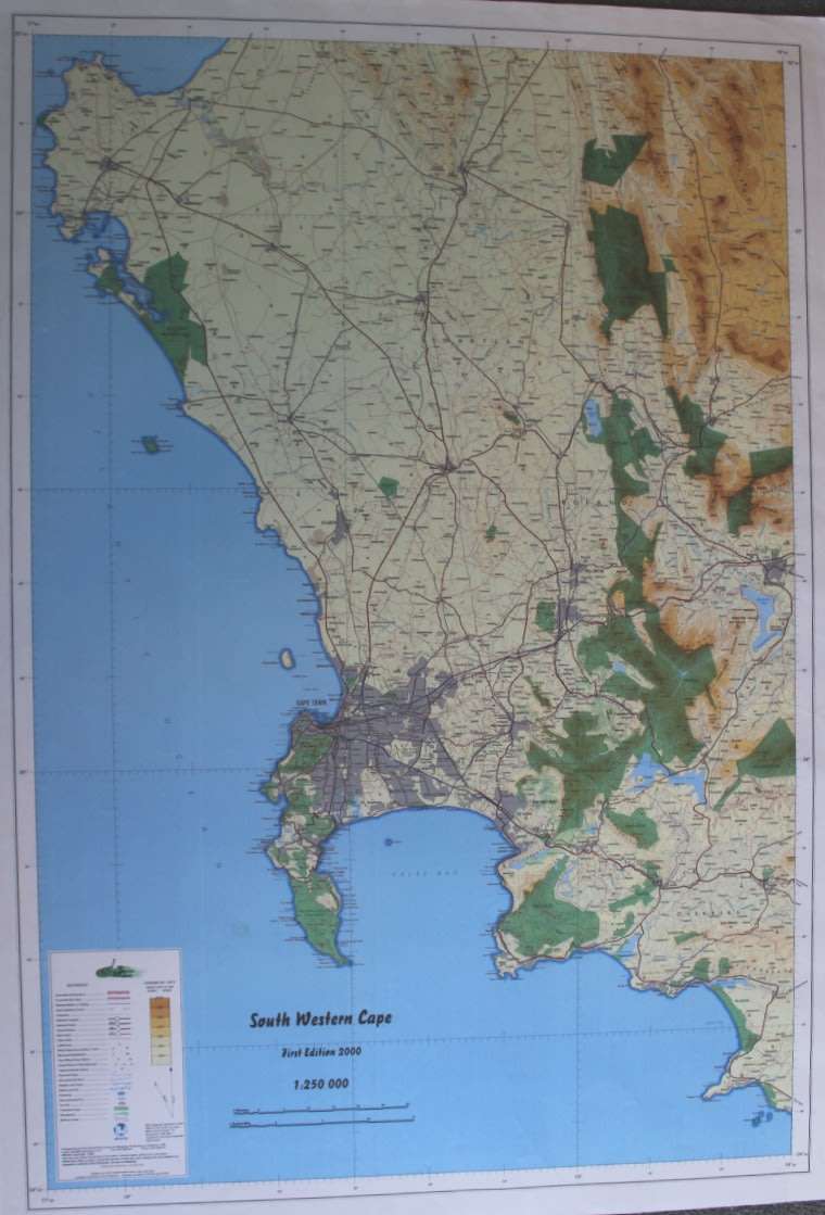 1: 250 000 Scale South Western Cape Wall Map Poster Print