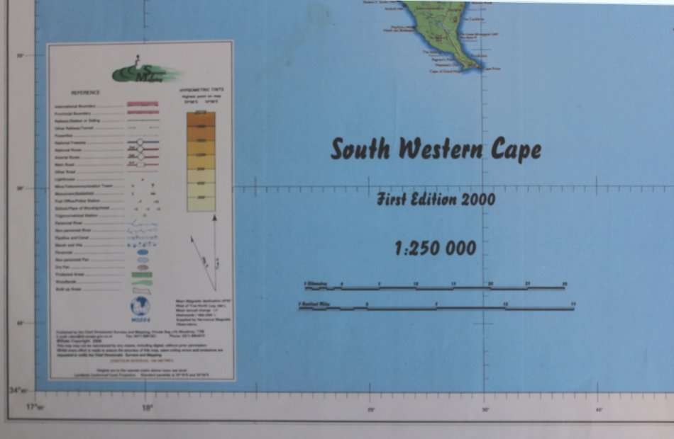 1: 250 000 Scale South Western Cape Wall Map Poster Print