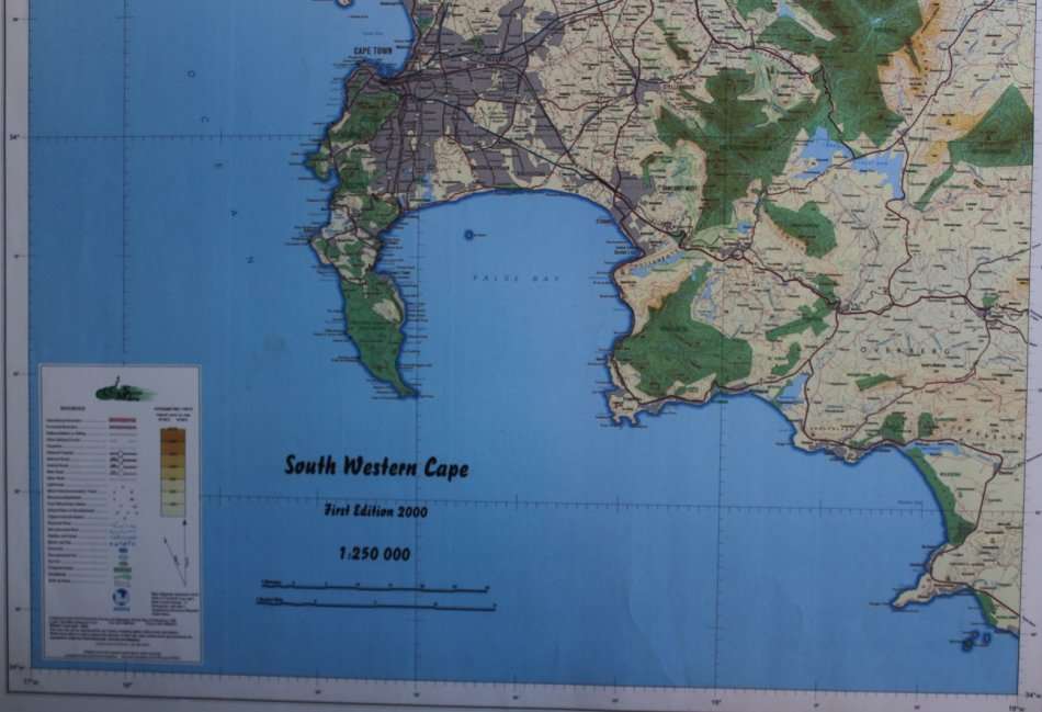 1: 250 000 Scale South Western Cape Wall Map Poster Print