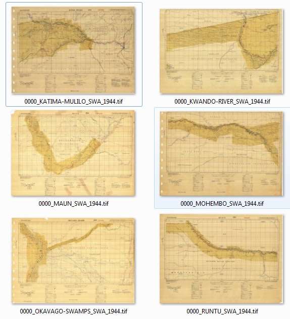 Caprivi Strip and Okavango Delta 1945 6 x Maps Digital Download