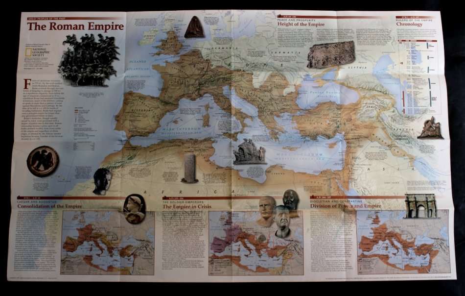 National Geographic Folded Map The Romans Roman Empire Map July 1977