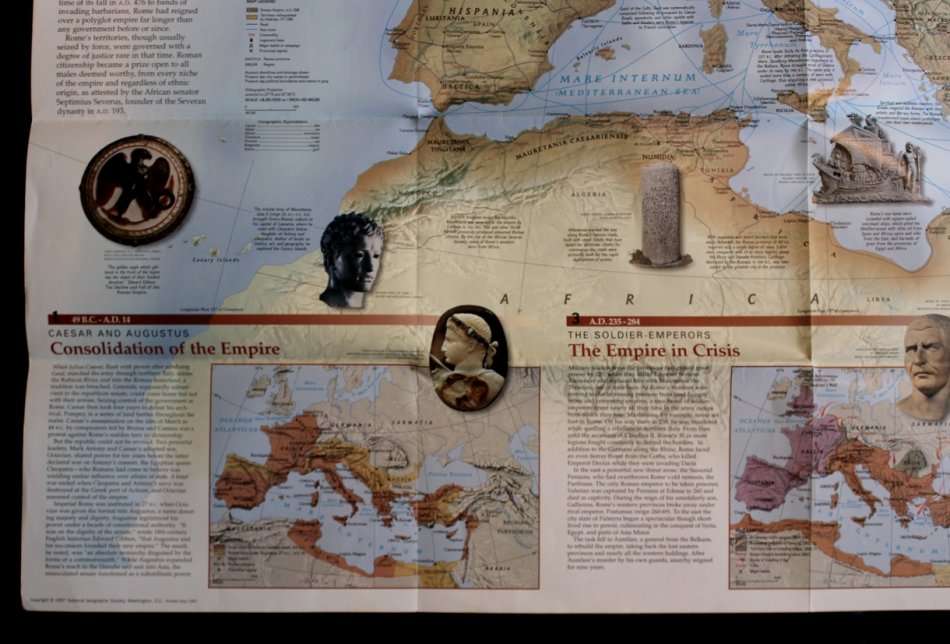 National Geographic Folded Map The Romans Roman Empire Map July 1977