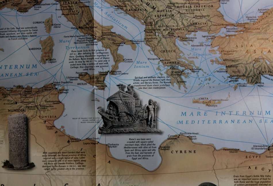 National Geographic Folded Map The Romans Roman Empire Map July 1977