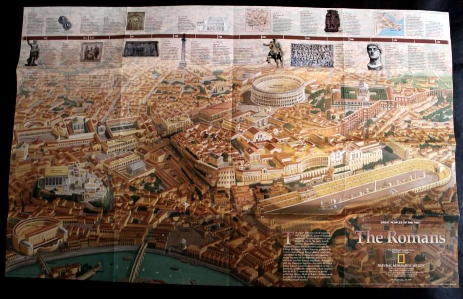 National Geographic Folded Map The Romans Roman Empire Map July 1977