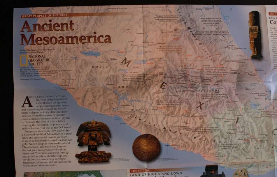 National Geographic Folded Map of Ancient Mesoamerica Dec 1997