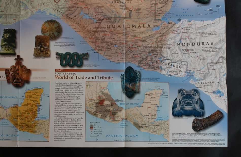 National Geographic Folded Map of Ancient Mesoamerica Dec 1997