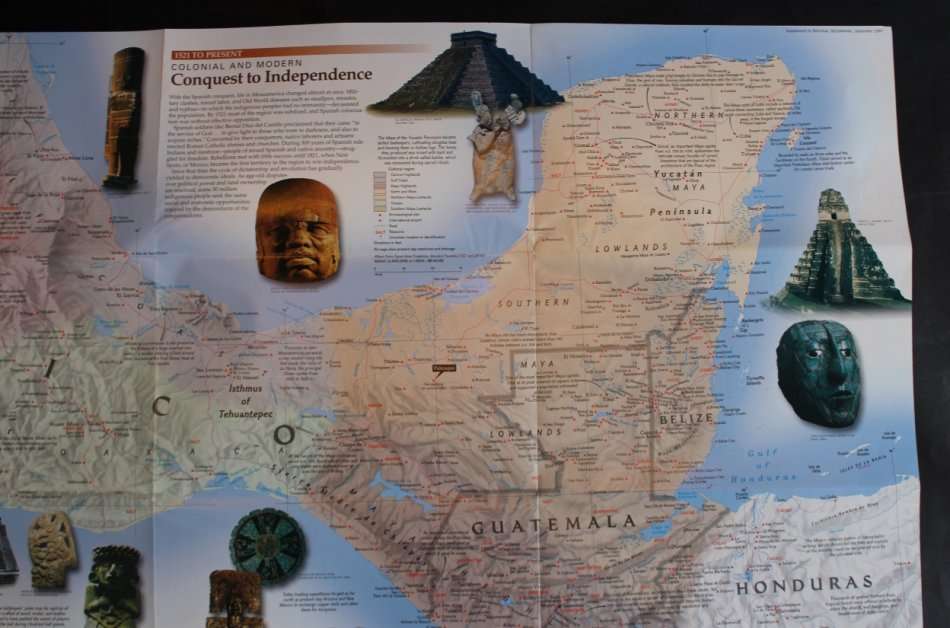 National Geographic Folded Map of Ancient Mesoamerica Dec 1997