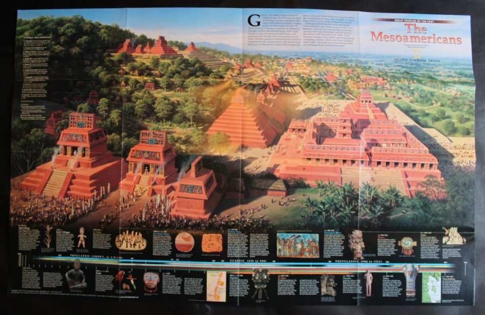National Geographic Folded Map of Ancient Mesoamerica Dec 1997