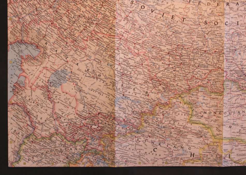 Vintage National Geographic Folded Map of The Eastern Soviet Union March 1967