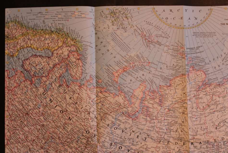 Vintage National Geographic Folded Map of The Eastern Soviet Union March 1967