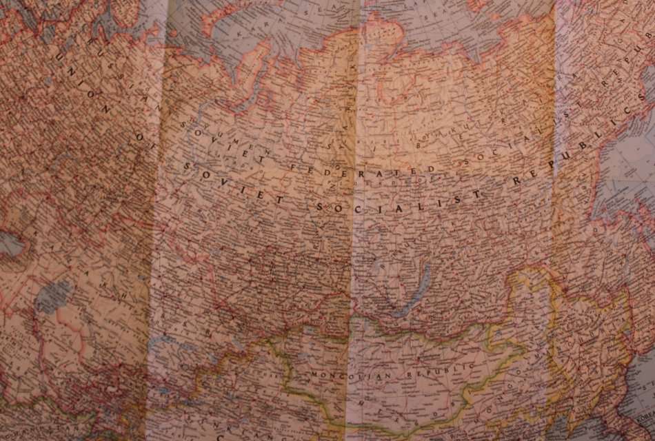 Vintage National Geographic Folded Map of The Eastern Soviet Union March 1967