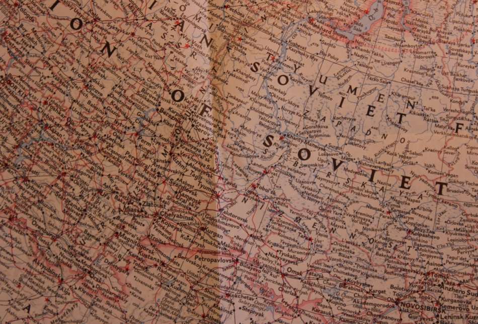 Vintage National Geographic Folded Map of The Eastern Soviet Union March 1967