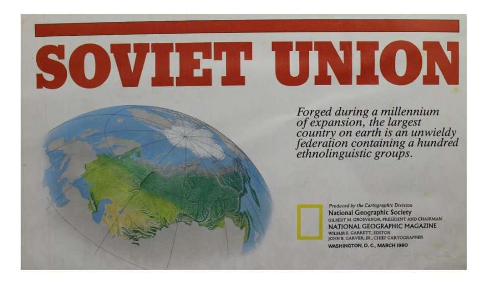 National Geographic Folded Map of the Soviet Union March 1990