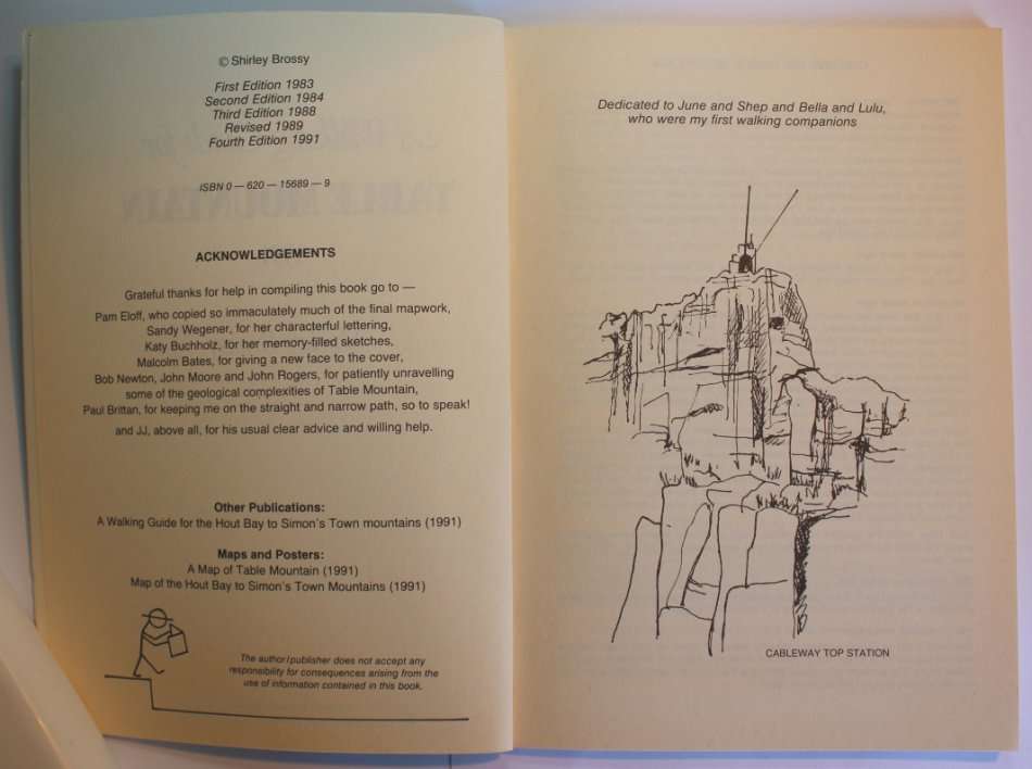 A Walking Guide for Table Mountain by Shirley Brossy Softcover Book 4th Ed 1991