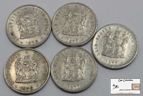 South Africa 5 Cent Coin 1977x3/1978x2 (Five) VF30