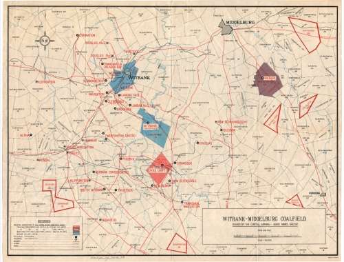 Rand Mines Coalfields Witbank Middelburg 1950 Reproduction Print.