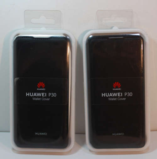 Two x OEM Huawei P30 Black Wallet Covers