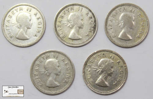 South Africa 3 Pence 1956 Coin (Five) VF20