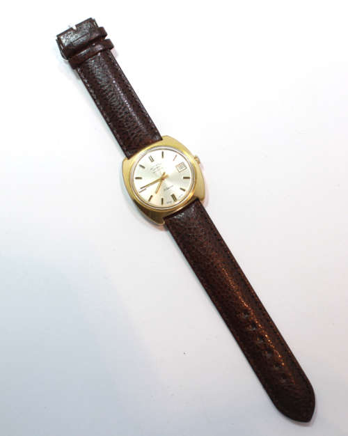 Rotary 21 Jewels Automatic Men`s Gold Plated Wristwatch New Leather Strap